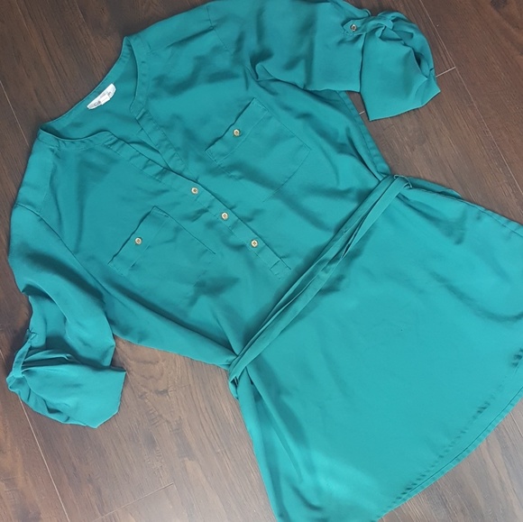 Calvin Klein Tops - *SOLD* Calvin Klein Teal Blouse Waist Tie